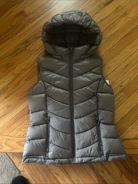 Charter Club Taupe Puffer Vest with Hood